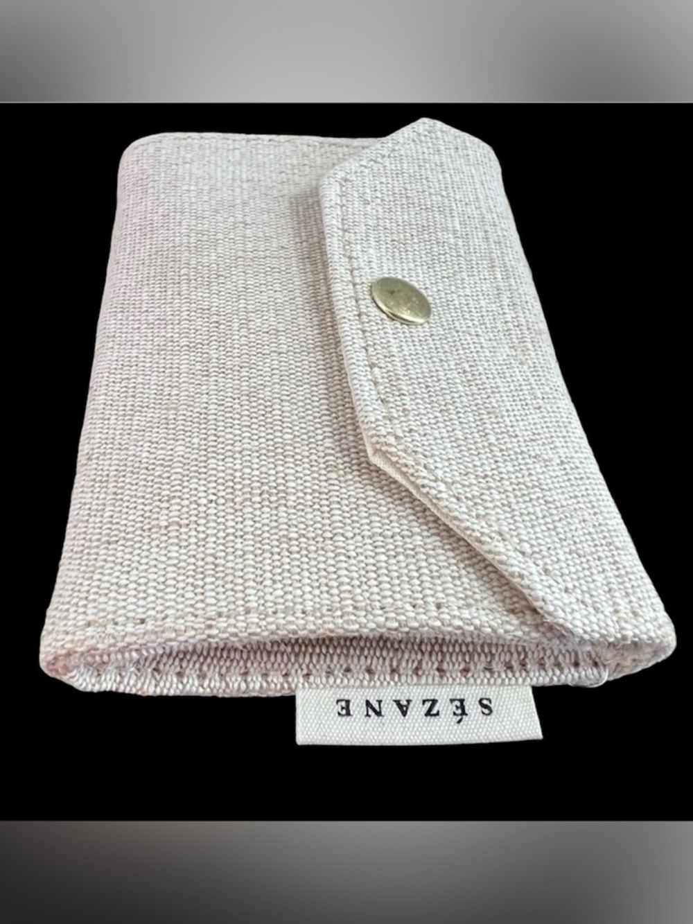Sézane Canvas Cloth Coin Card Holder Natural Small Wallet